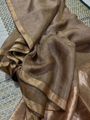 Plain Jayshree Tissue Line Linen Sarees (3)