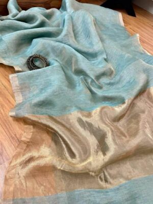 Plain Jayshree Tissue Line Linen Sarees (4)