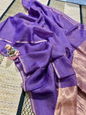 Plain Jayshree Tissue Line Linen Sarees (6)