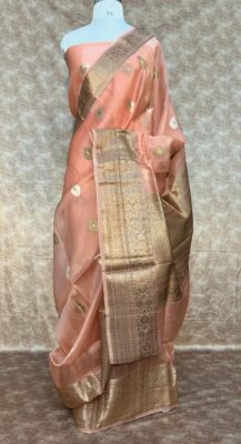 Pure Banaras Kora Silk Sarees With Contrast Blouse (7)