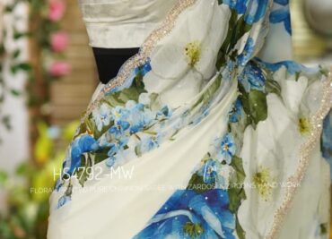 Pure Chinnon Silk Floral Prints With Blouse (10)