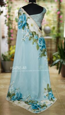 Pure Chinnon Silk Floral Prints With Blouse (20)