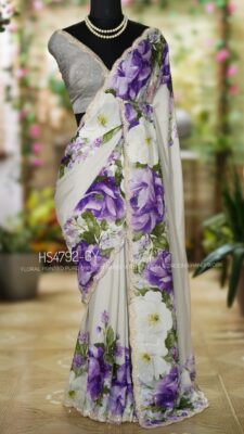 Pure Chinnon Silk Floral Prints With Blouse (22)