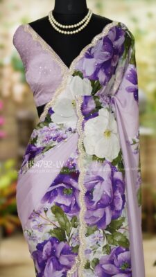 Pure Chinnon Silk Floral Prints With Blouse (41)