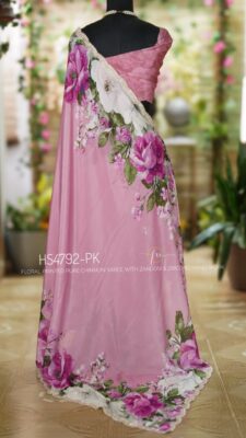 Pure Chinnon Silk Floral Prints With Blouse (5)