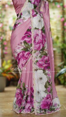 Pure Chinnon Silk Floral Prints With Blouse (6)