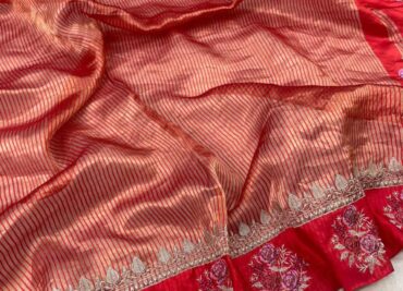 Pure Satin Border Tissue Sarees With Blouse (1)