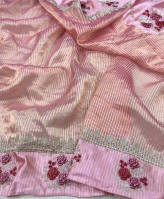 Pure Satin Border Tissue Sarees With Blouse (3)