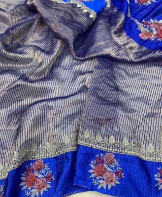 Pure Satin Border Tissue Sarees With Blouse (4)
