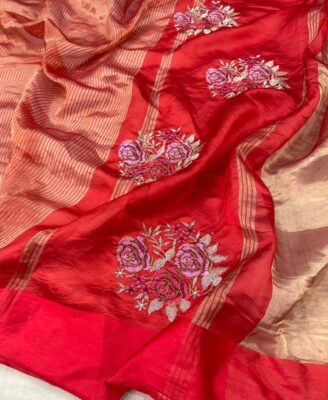Pure Satin Border Tissue Sarees With Blouse (7)