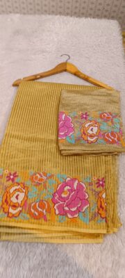 Pure Tissue Kora Embroidary Sarees (1)