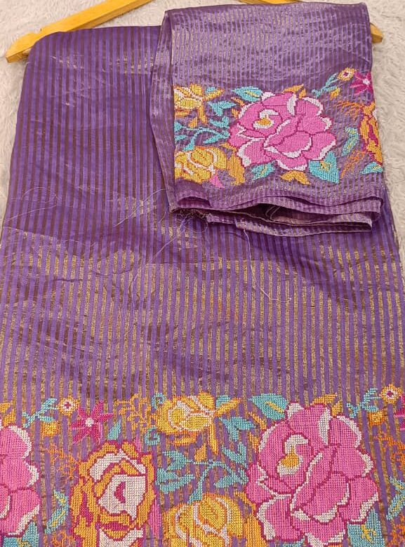 Pure Tissue Kora Embroidary Sarees (48)